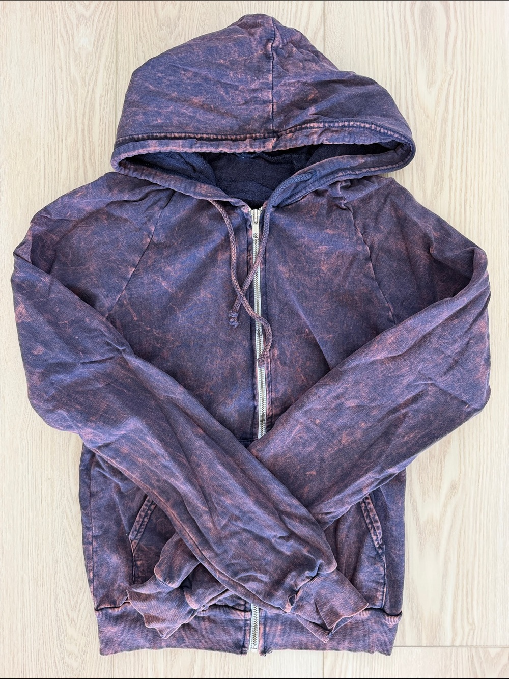 American Apparel Acid Washed Purple Blue Zip-Up Hoodie